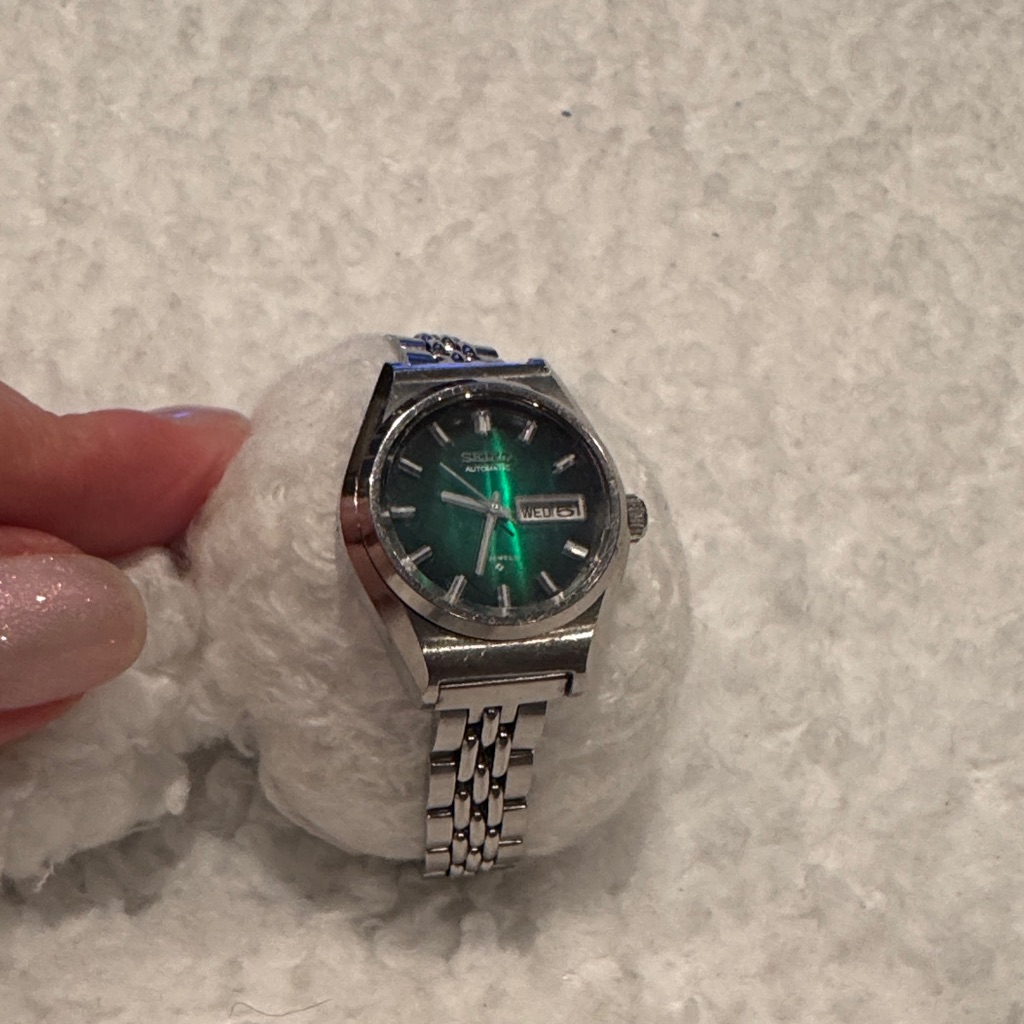 Seiko Joyful Vintage Ladies Automatic Watch 25mm Day Date Green Dial